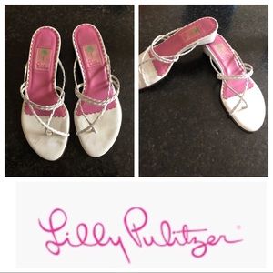 Lilly Pulitzer white sandals with small heel